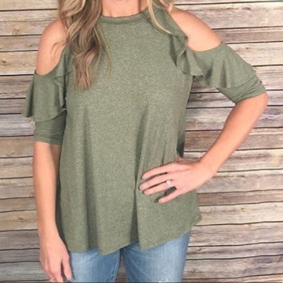 NWT First Love cold shoulder with ruffles top - Picture 2 of 2